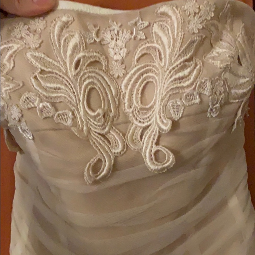 Embroidered and chiffon crop strapless top